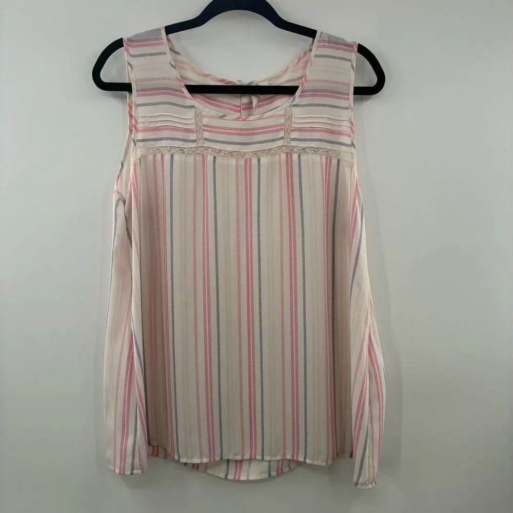 3for$20 Lauren Conrad Striped Cold-Shoulder Blouse in Pink and Cream size XL